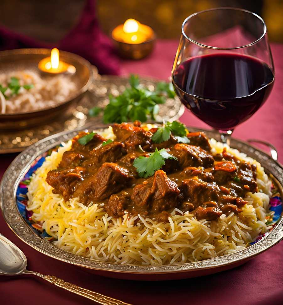 Château Canon Chaigneau Grand Vin 2020 with classic Indian Lamb Rogan