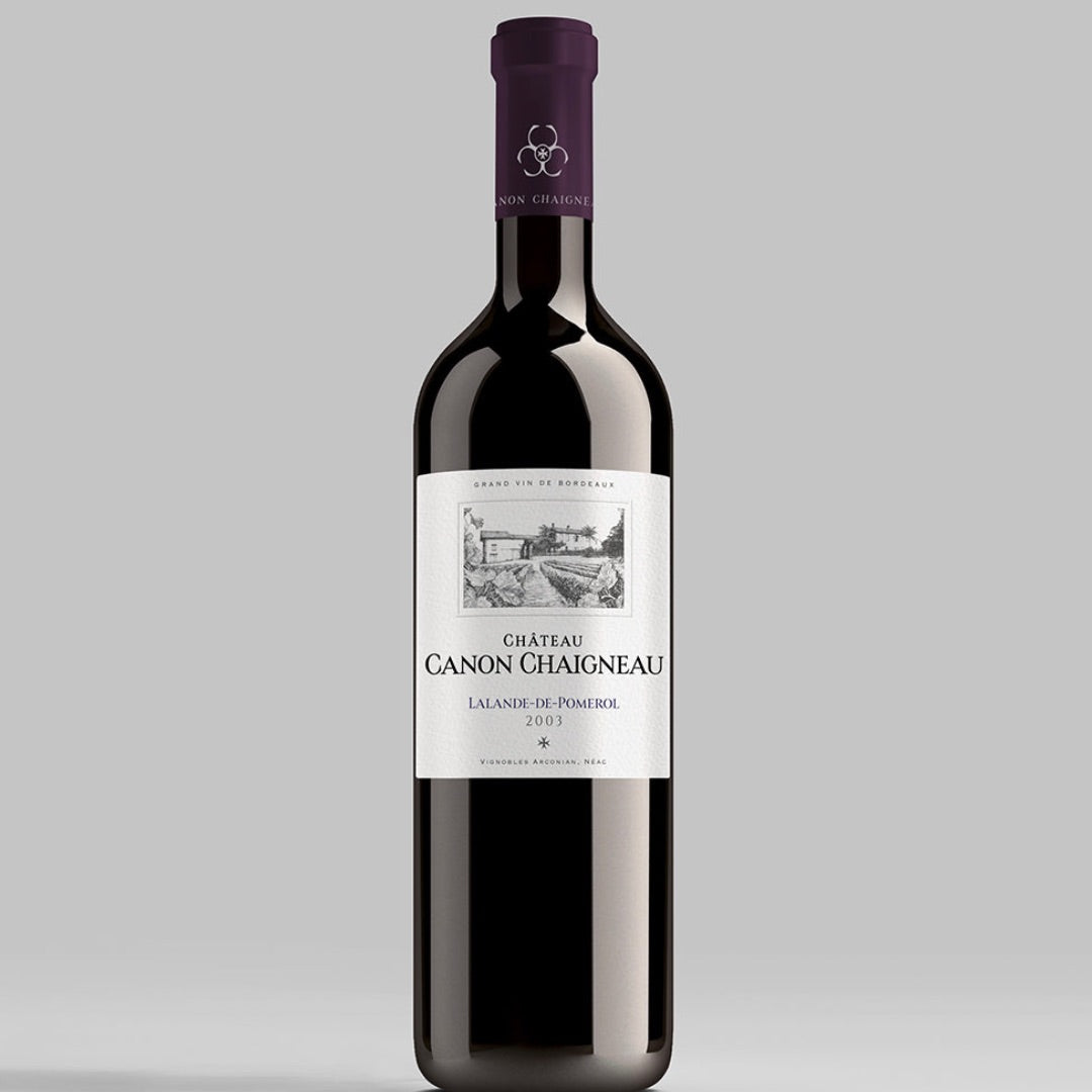 A single bottle of 2003 Vintage Grand Vin Chateau Canon Chaigneau