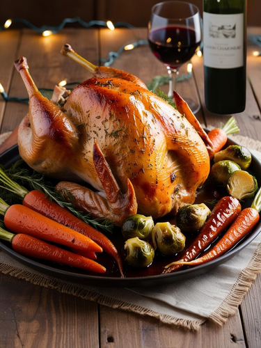 Herb-Roasted Turkey with Glazed Winter Vegetables and Château Canon Chaigneau 2011